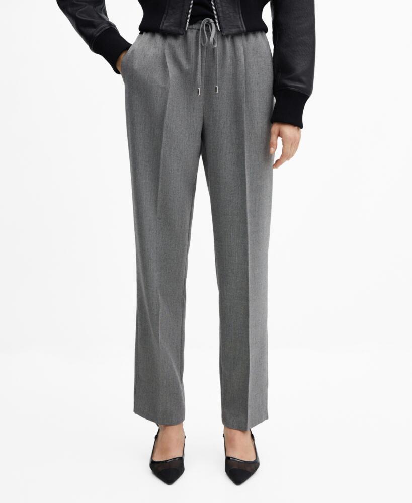 Mango Women's Flowy Jogger Pants - Medium Heather Gray Cover