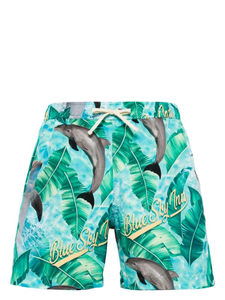 BLUE SKY INN dolphin-print drawstring swim shorts Cover