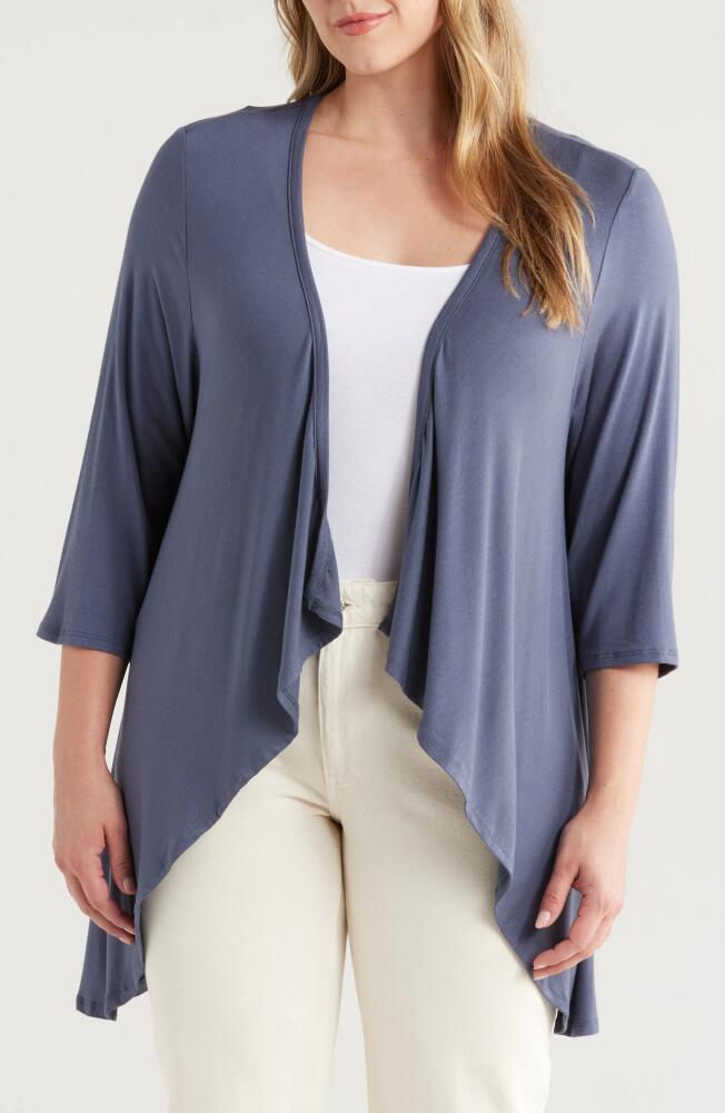 24seven Comfort Apparel Open Front Cardigan in Charcoal Cover