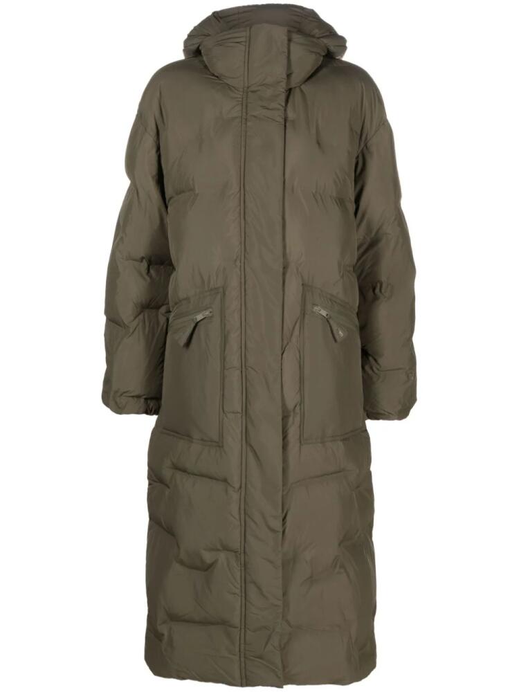 GANNI recycled-polyamide hooded coat - Green Cover