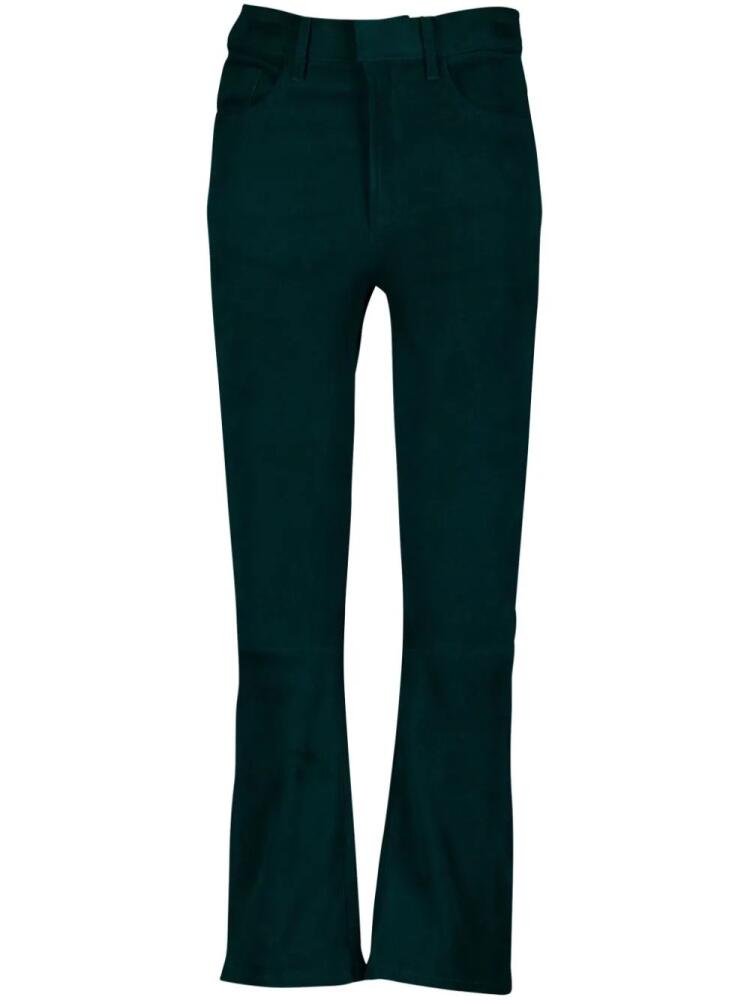 PAULA high-rise flared suede pants - Green Cover