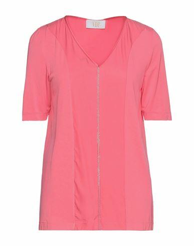 Vdp Collection Woman T-shirt Coral Viscose, Elastane, Acetate, Silk Cover