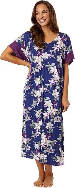 Tommy Bahama Short Sleeve Caftan (Navy Floral) Women's Pajama Cover