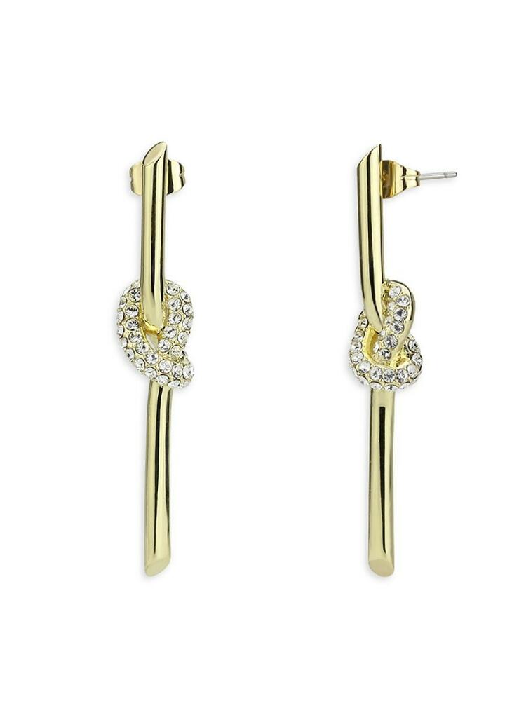 SAVIENE Women's 18K Goldplated & Cubic Zirconia Twisted Knot Linear Earrings Cover