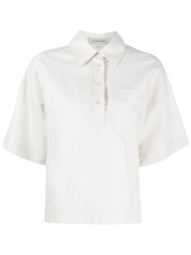 Lee Mathews pleat-detal polo shirt - White Cover