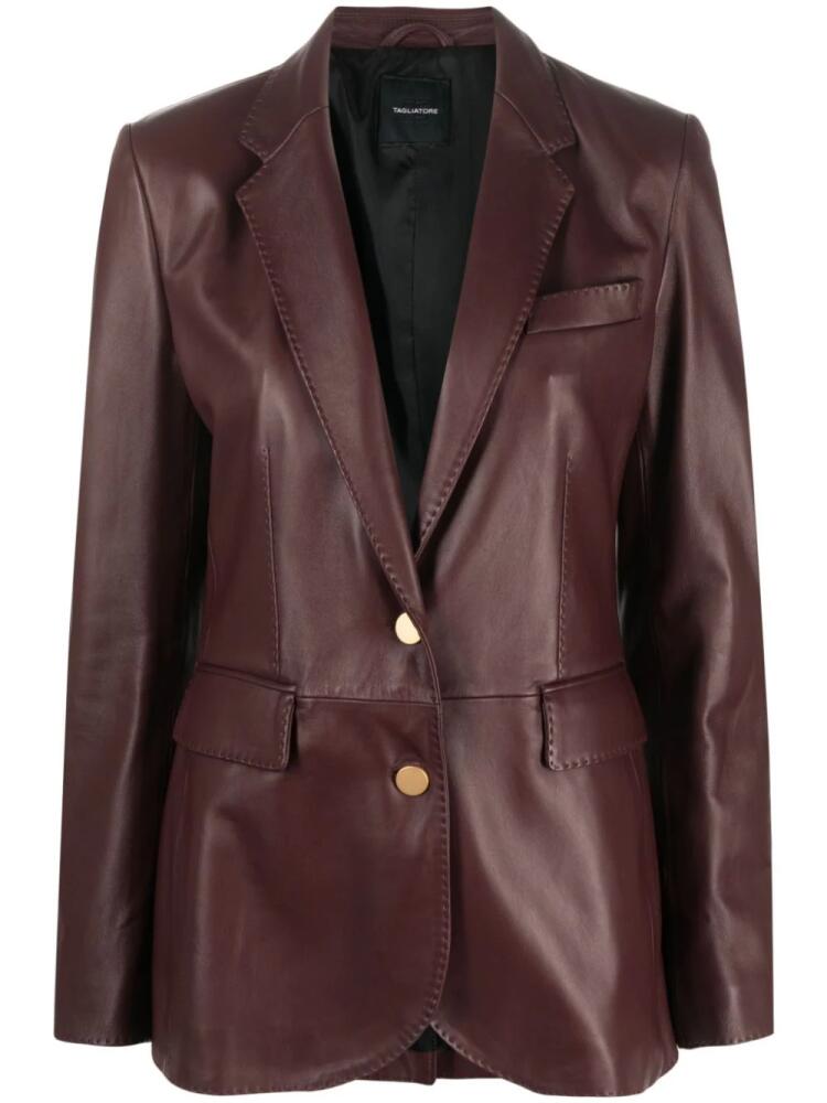 Tagliatore Sophie single-breasted leather blazer - Purple Cover