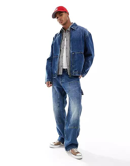 Weekday Sphere relaxed fit jeans with carpenter styling in blue - part of a set Cover