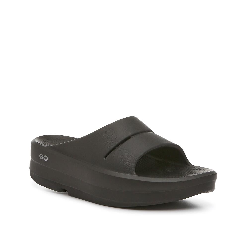 OOFOS Oomega Ooahh Wedge Sandal | Women's | Black Cover