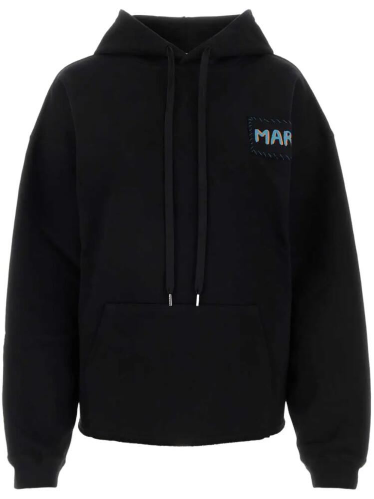 Marni logo-patch cotton hoodie - Black Cover