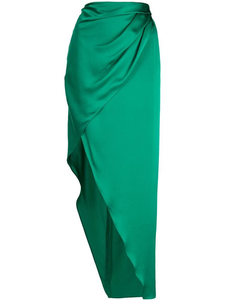 Michelle Mason wrap-effect silk charmeuse skirt - Green Cover