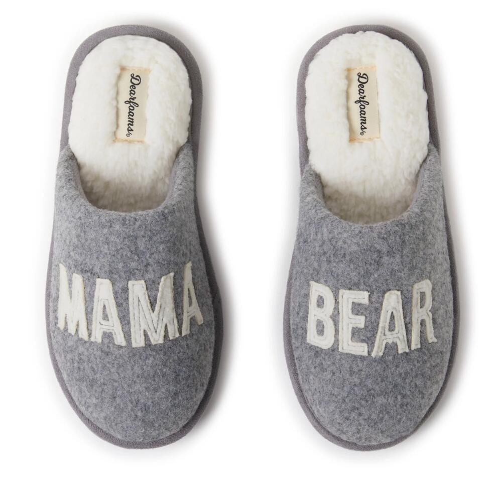 DEARFOAMS Carley Mama Bear Mom Scuff Slipper in Light Heather Grey Cover