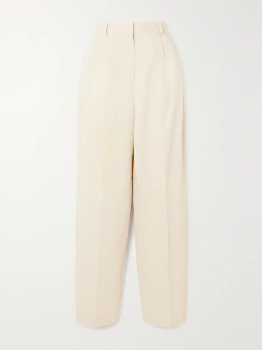 TOTEME - Woven Pleated Tapered Pants - White Cover