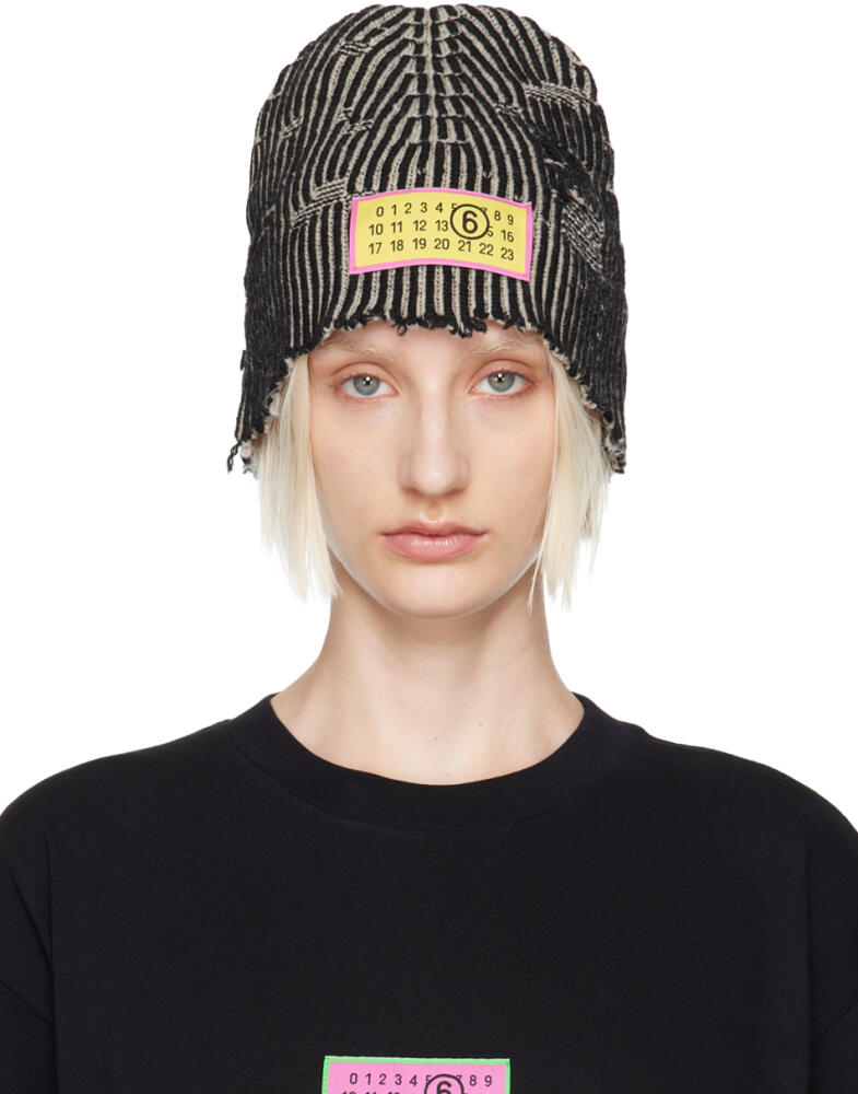 MM6 Maison Margiela Black & Beige Amended Bicolor Beanie Cover