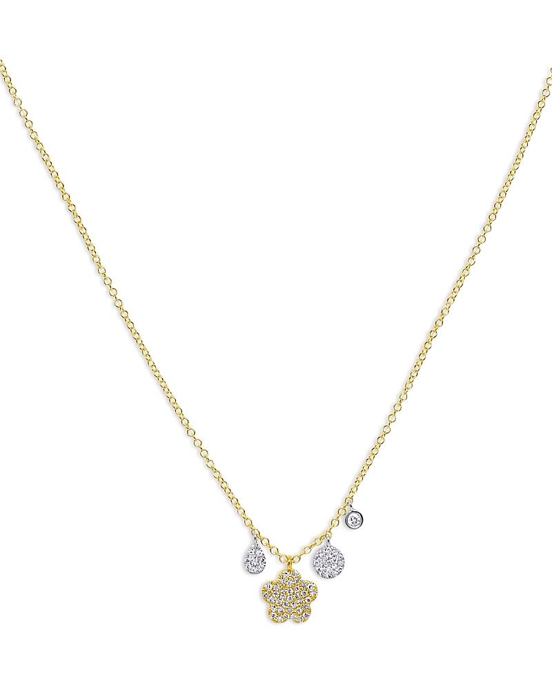 Meira T 14K Yellow & White Gold Diamond Flower Pendant Necklace, 16-18 Cover