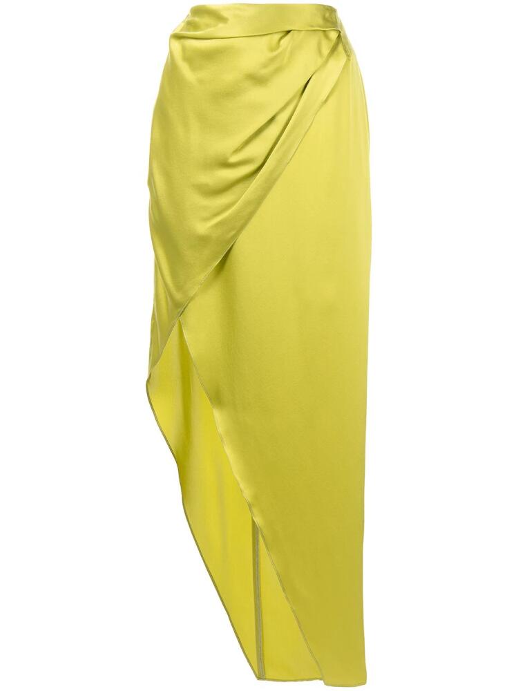 Michelle Mason wrap-effect silk charmeuse skirt - Green Cover