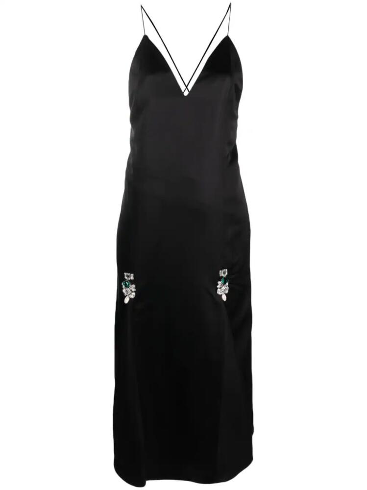 Wales Bonner crystal-embellished satin dress - Black Cover