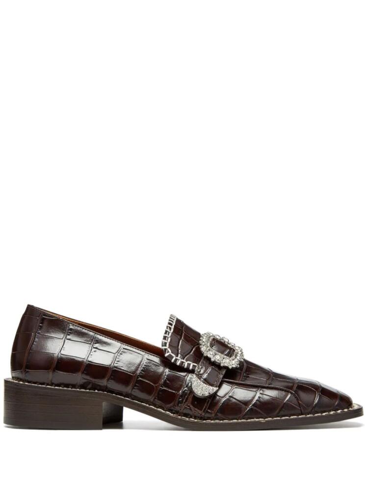 Wales Bonner crystal-buckle loafers - Brown Cover