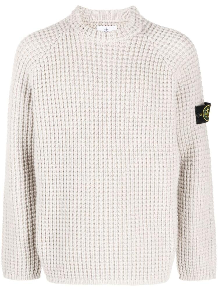 Stone Island Compass-logo waffle-knit jumper - Neutrals Cover