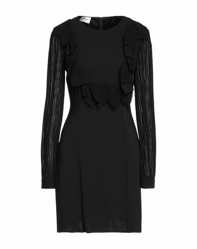 Dondup Woman Mini dress Black Viscose, Elastane Cover