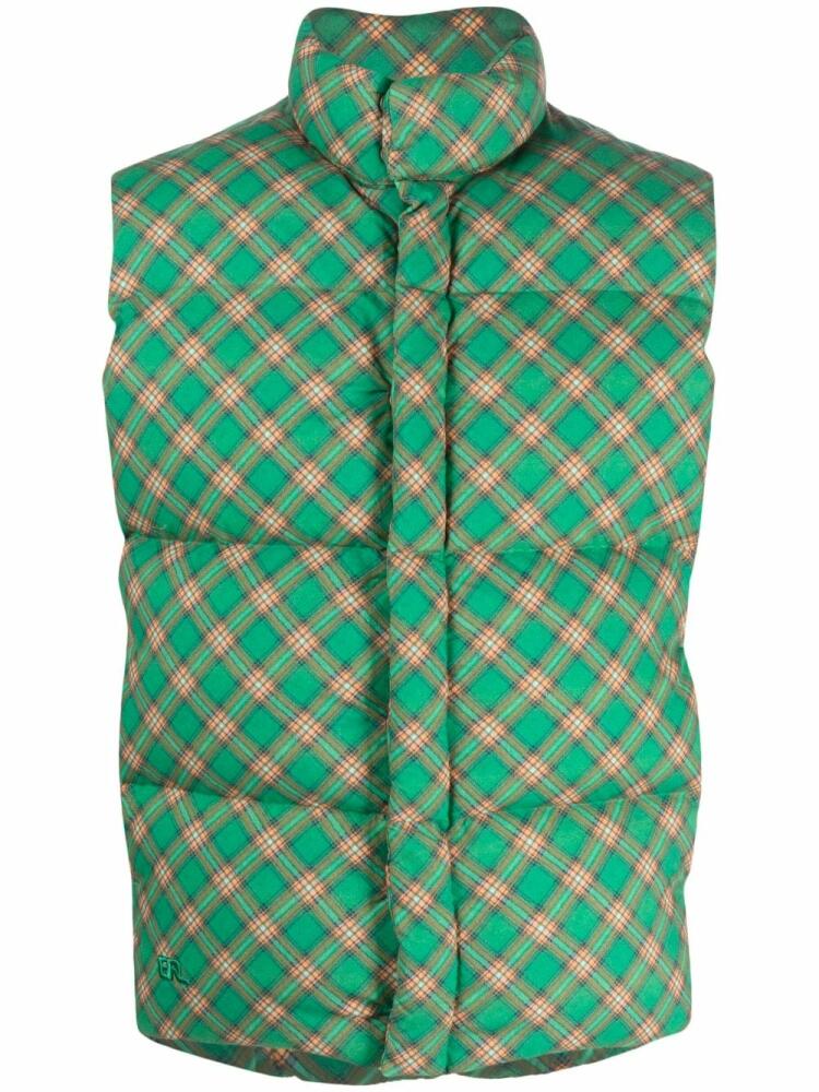 ERL checked quilted down gilet - Green Cover