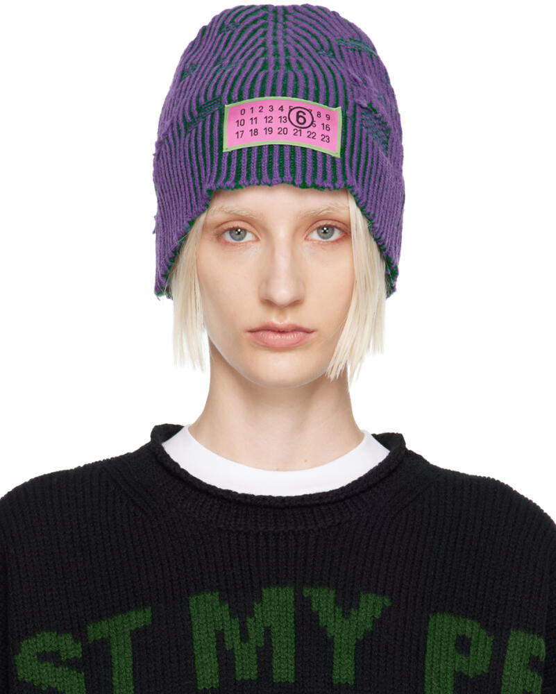 MM6 Maison Margiela Purple & Green Amended Bicolor Beanie Cover