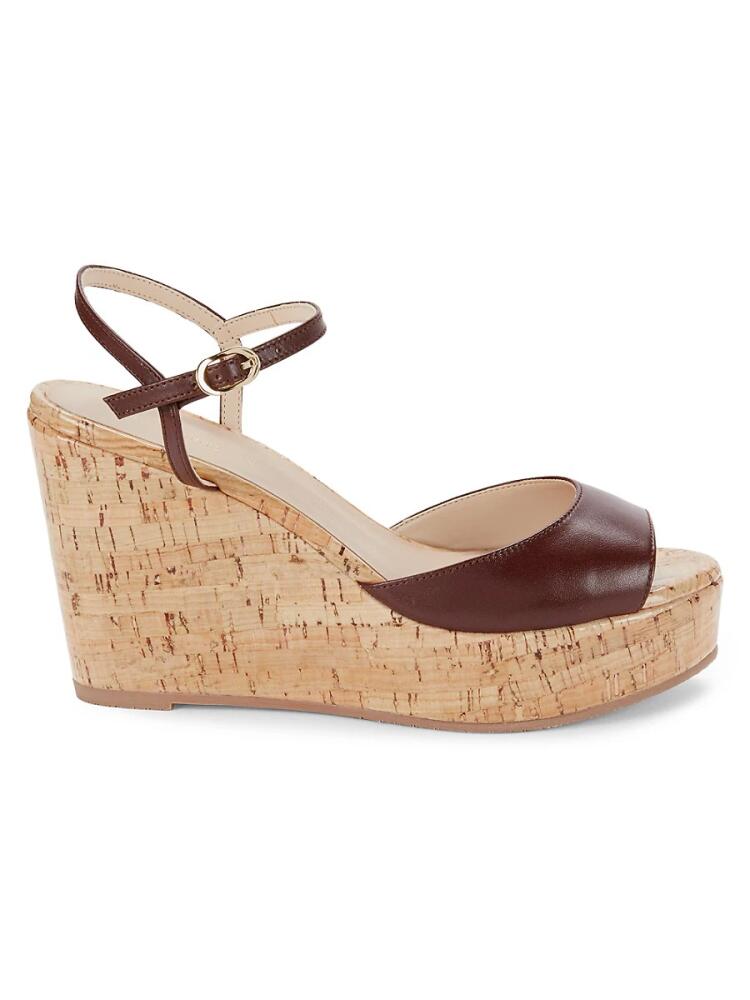 Stuart Weitzman Women's Palmina Leather Wedge Sandals - Mahogany Cover