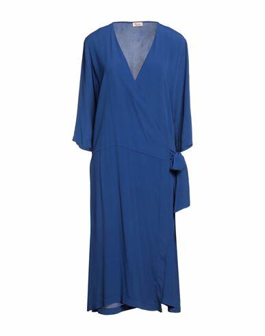 Her Shirt Her Dress Woman Midi dress Blue Viscose, Silk Cover