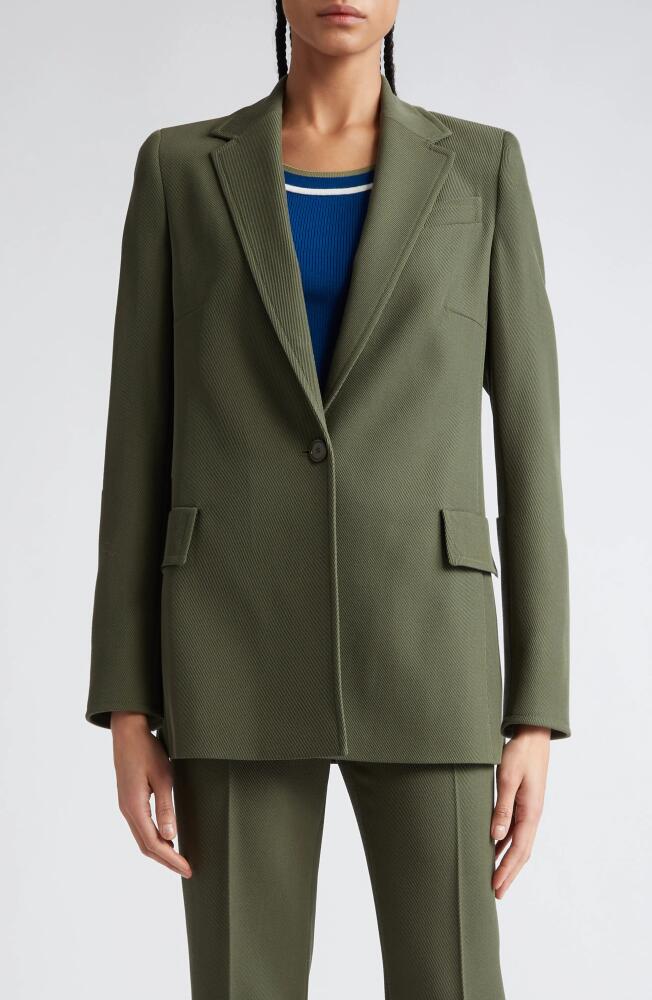 Akris punto Single Breasted Wool Tricotine Boyfriend Blazer in Sage Cover