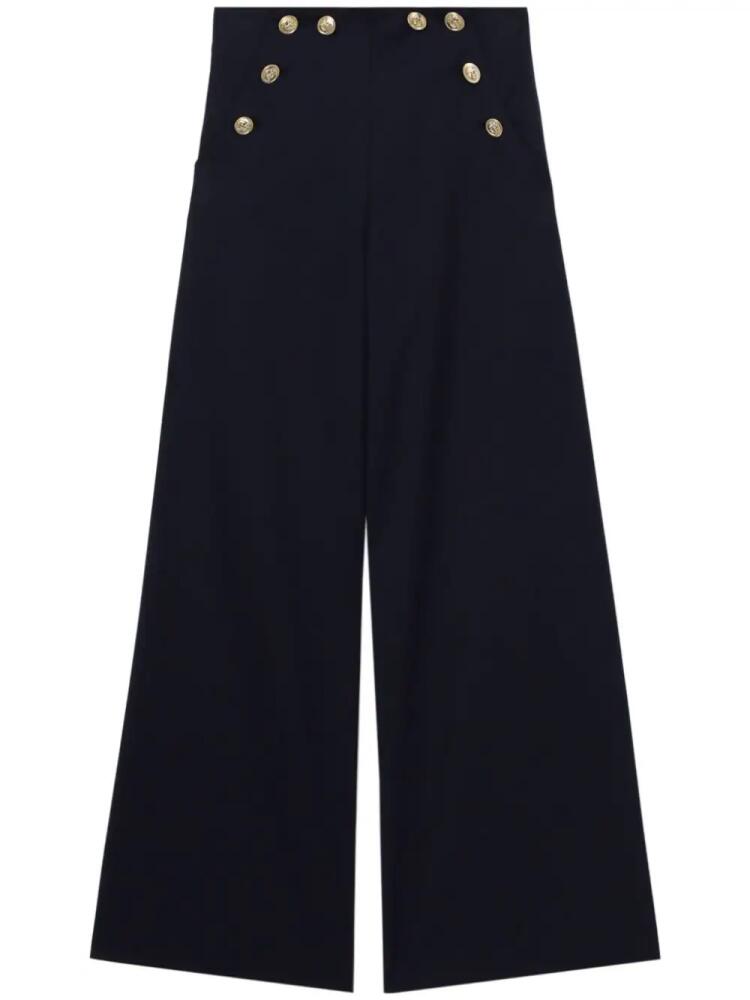 yuhan wang decorative-button palazzo pants - Blue Cover