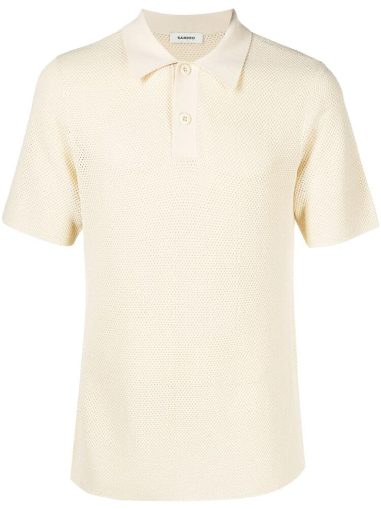 SANDRO waffle-knit polo shirt - Neutrals Cover