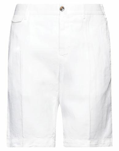 Pt Torino Man Shorts & Bermuda Shorts White Lyocell, Linen, Cotton Cover