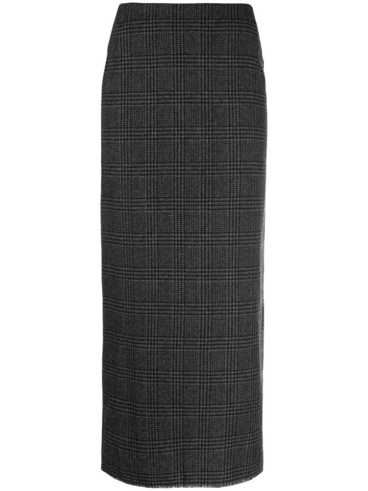 Yohji Yamamoto check-pattern wool blend pencil skirt - Grey Cover