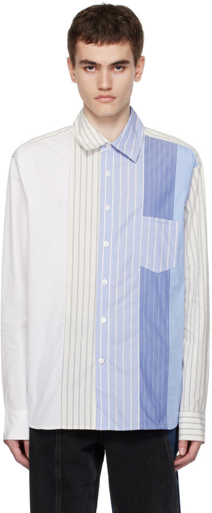 Feng Chen Wang Blue & White Paneled Shirt Cover