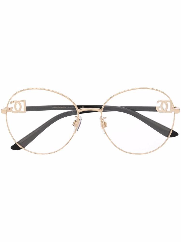 Dolce & Gabbana Eyewear polished-effect round-frame glasses - Gold Cover