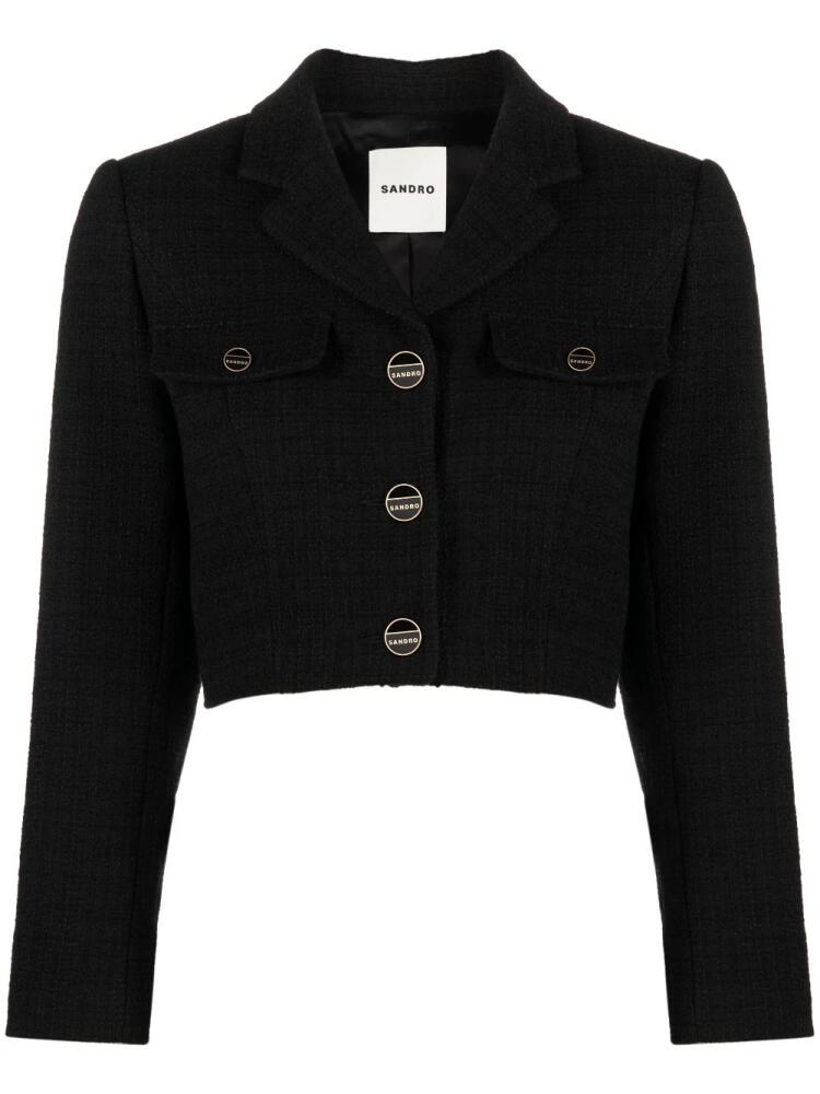 SANDRO cropped tweed jacket - Black Cover