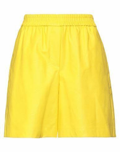 Nude Woman Shorts & Bermuda Shorts Yellow Polyurethane, Polyester Cover