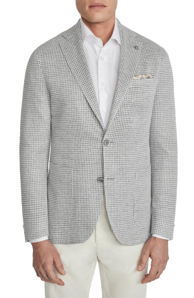 Jack Victor Queens Houndstooth Knit Linen Blend Sport Coat in Light Grey Cover