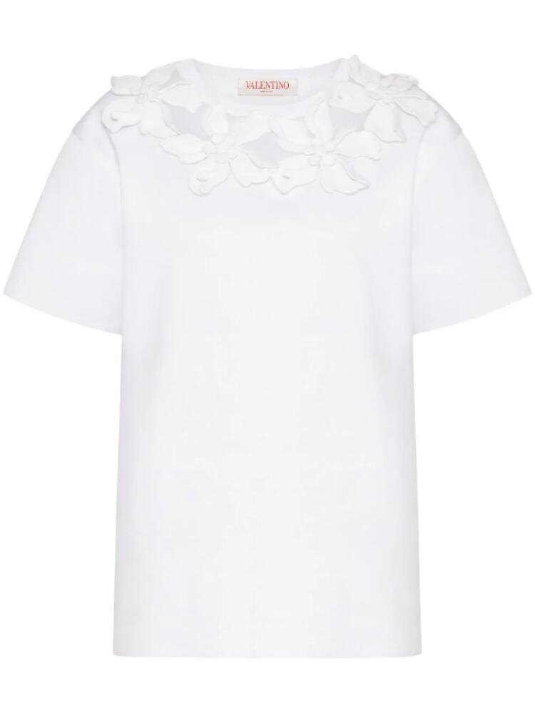 Valentino Garavani floral-appliqué cotton T-shirt - White Cover