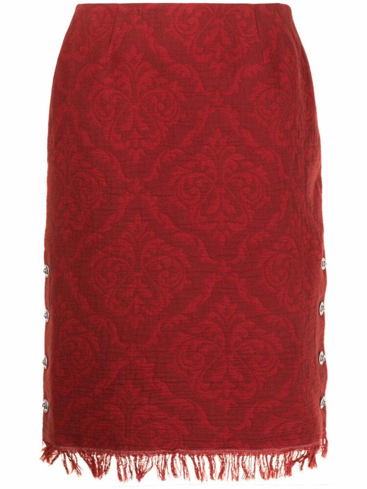 Marine Serre baroque-pattern fringe skirt - Red Cover