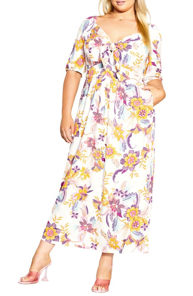 City Chic Villa Floral Tie Maxi Dress in Malibu Sunsets Cover