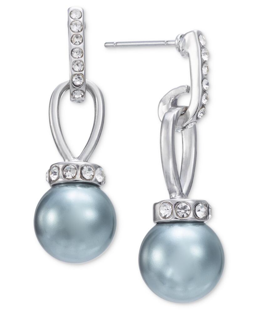 Charter Club Silver-Tone Pave & Color Imitation Pearl Drop Earrings, Created for Macy's - Multi Cover