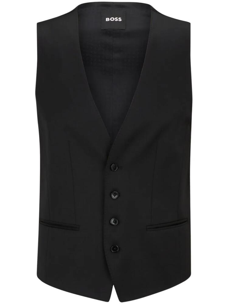 BOSS single-breasted tailored waistcoat - Black Cover