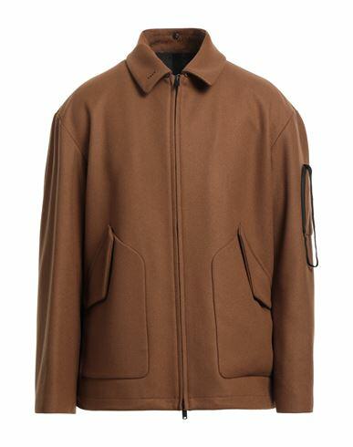 Hevò Man Jacket Brown Pure virgin wool IWS, Polyamide Cover