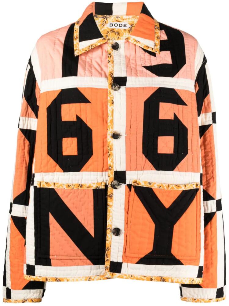 BODE Letter Block patchwork shirt jacket - Orange Cover