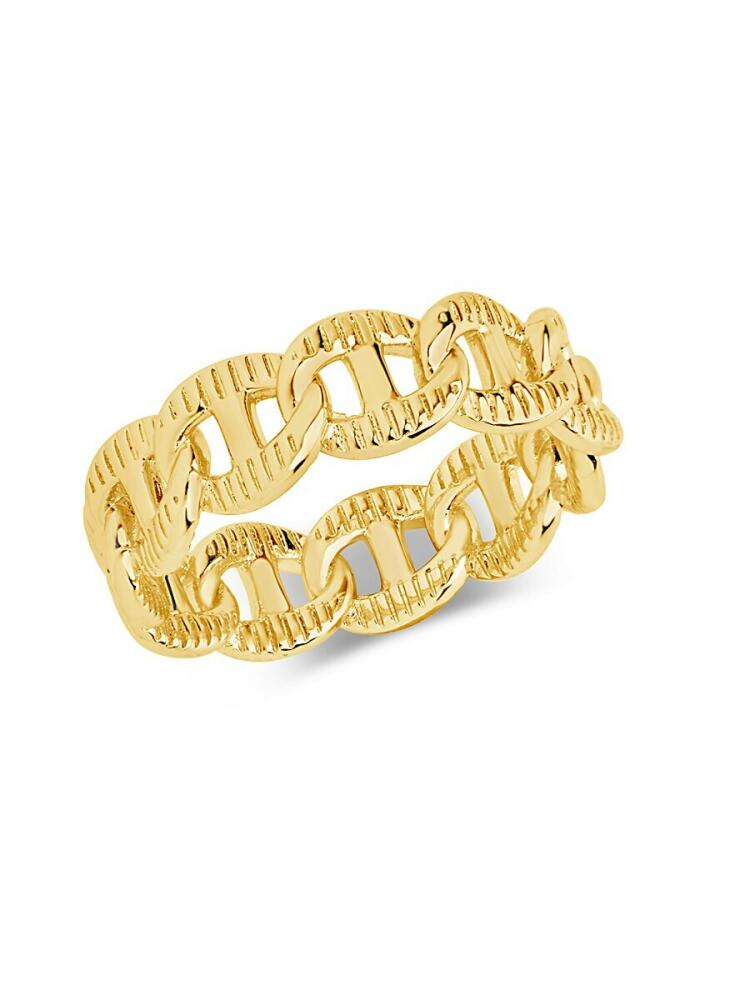 Sterling Forever Women's Zola Ribbed Chain Ring - Gold Cover