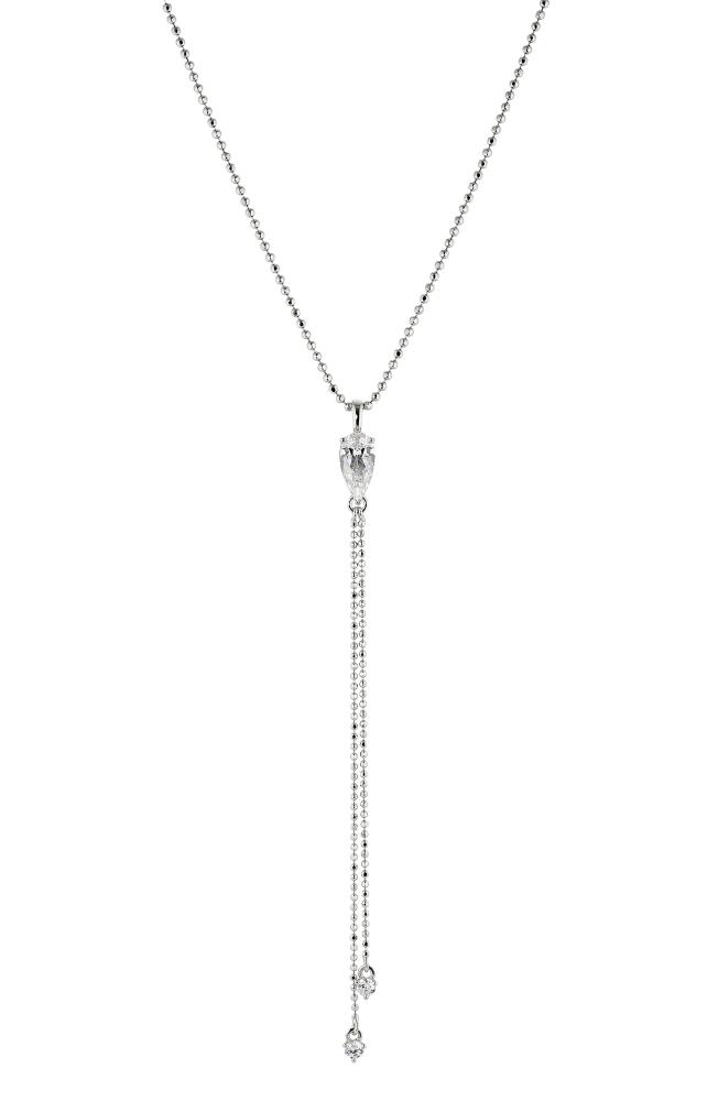 Nadri Cubic Zirconia Pear Drop Y-Necklace in Rhodium Cover