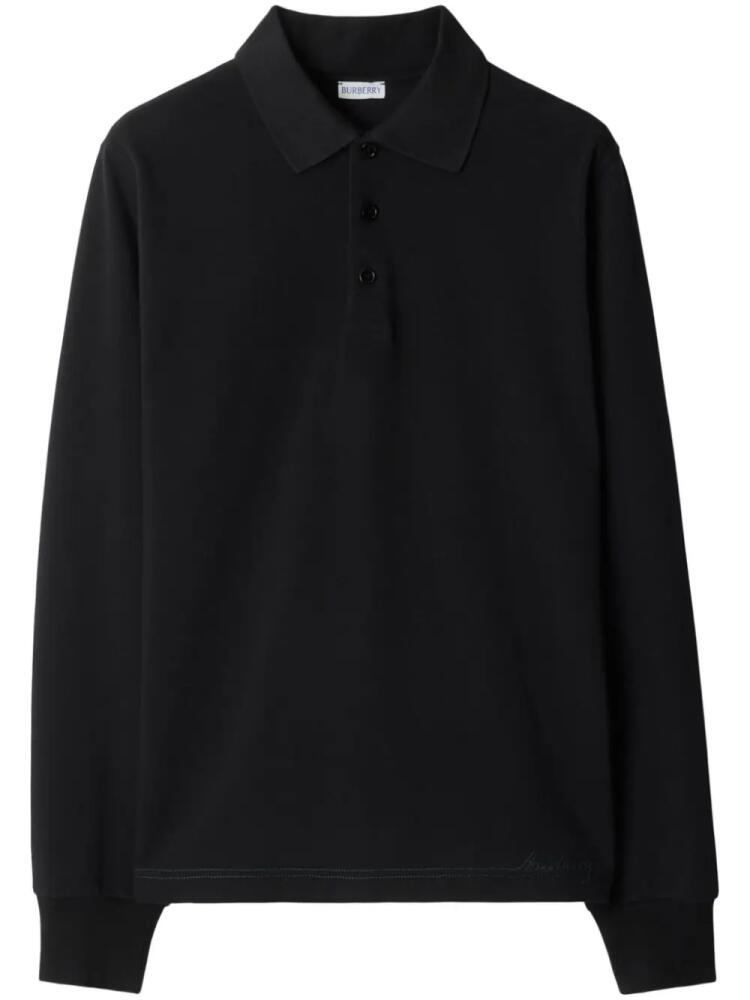 Burberry long-sleeve cotton polo shirt - Black Cover