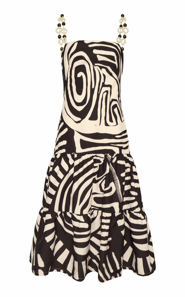 Andres Otalora - Testigo Del Alma Printed Cotton Poplin Midi Dress - Black/white Cover