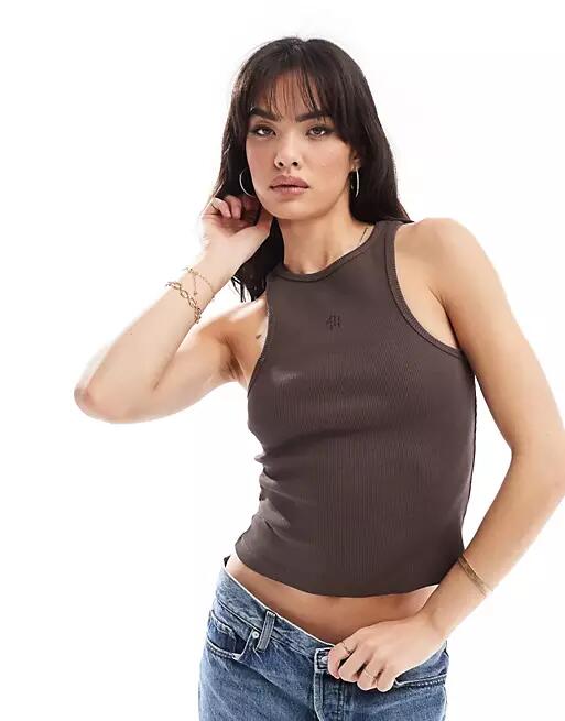 4th & Reckless ribbed logo tank top in brown Cover