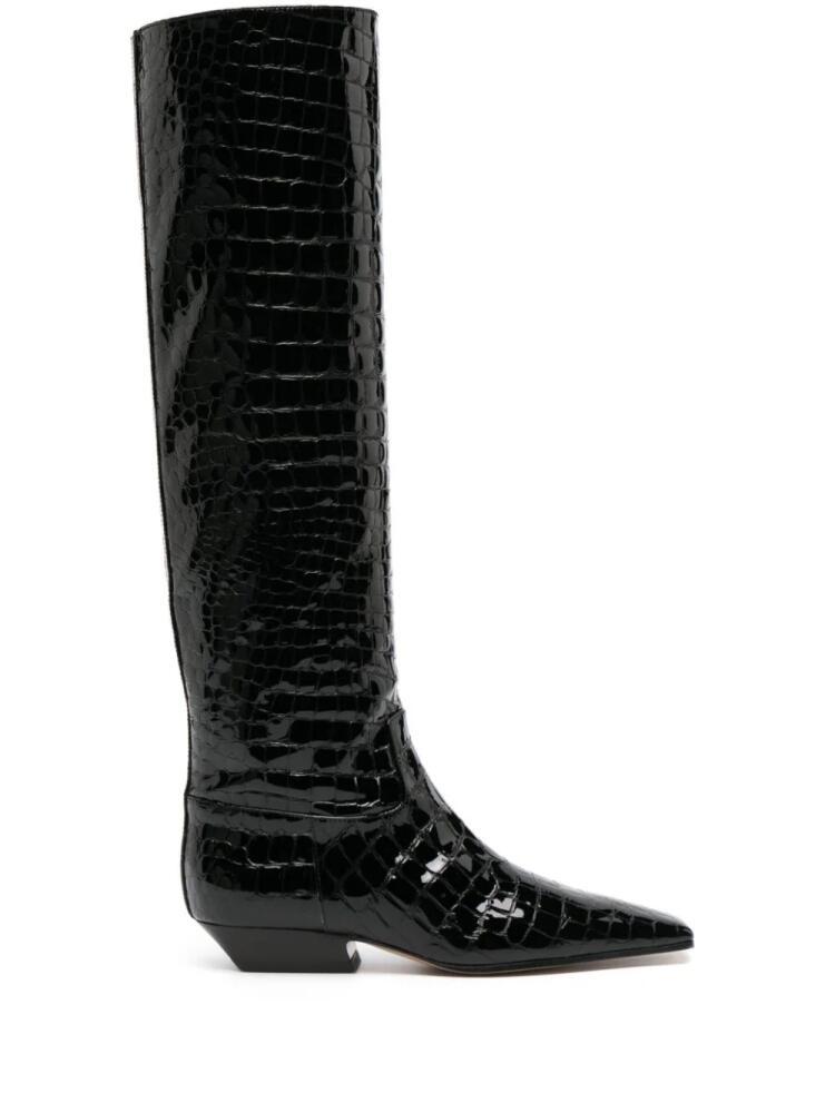 KHAITE The Marfa crocodile-effect leather boots - Black Cover